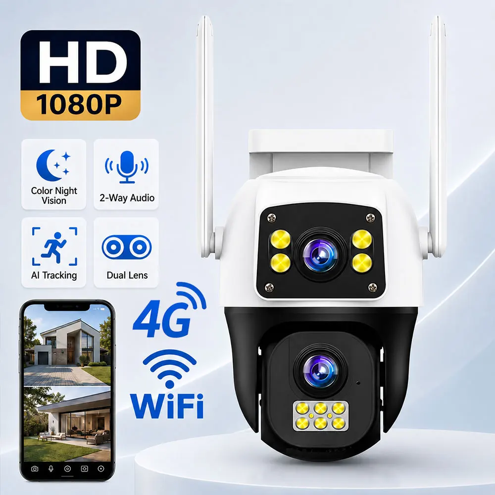 Dual Lens 1080P HD Security Camera WiFi/4G Outdoor Security CCTV Camera, Support Two-Way Audio AI Motion Detection Auto Tracking
Dual Lens 1080P HD Security Camera WiFi/4G Outdoor Security CCTV Camera, Support Two-Way Audio AI Motion Detection Auto Tracking