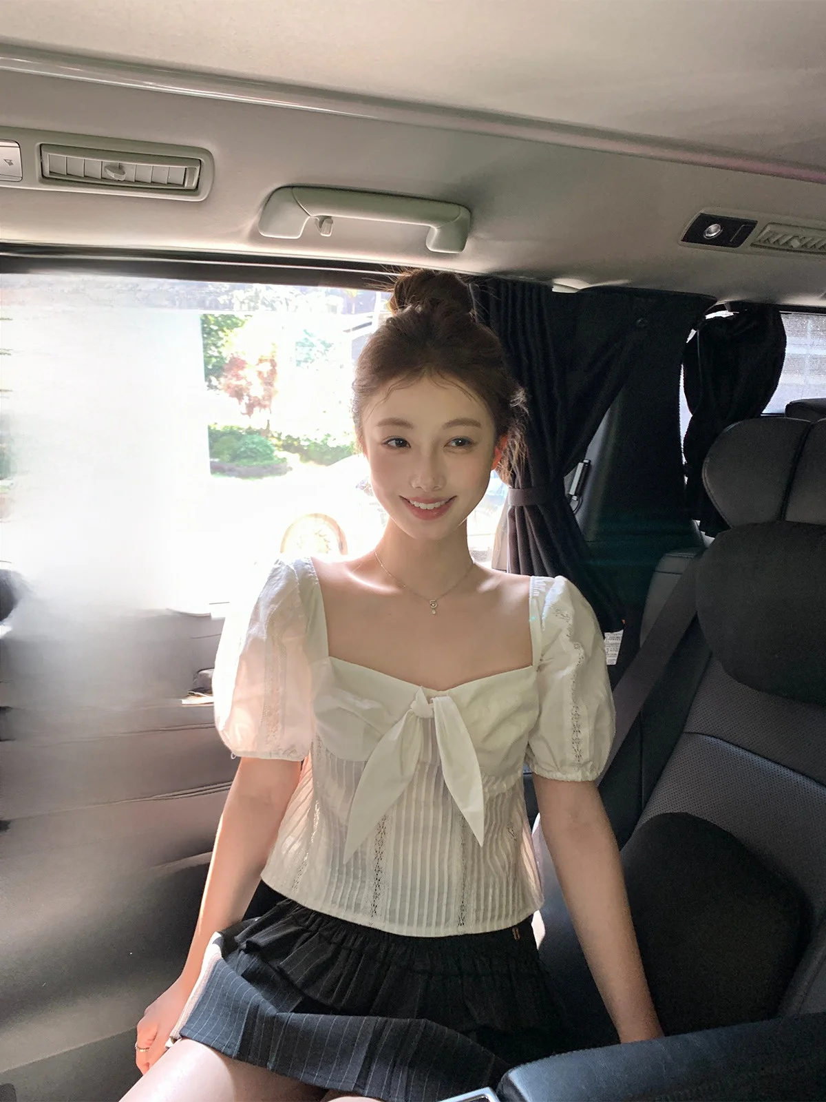 Bankelili Lace Bubble Sve Square Collar Knot T-irt Women's ort Sve Cotton Pure Color Spring Faion Ladies Top
Bankelili Lace Bubble Sve Square Collar Knot T-irt Women's ort Sve Cotton Pure Color Spring Faion Ladies Top