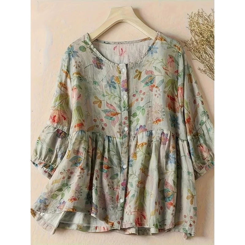 Artsy Print Cotton Tshirt Women's Loose Fit Cross-Border Fashion Casual Short Sleeve Princess Sleeve Top for Spring
Artsy Print Cotton Tshirt Women's Loose Fit Cross-Border Fashion Casual Short Sleeve Princess Sleeve Top for Spring