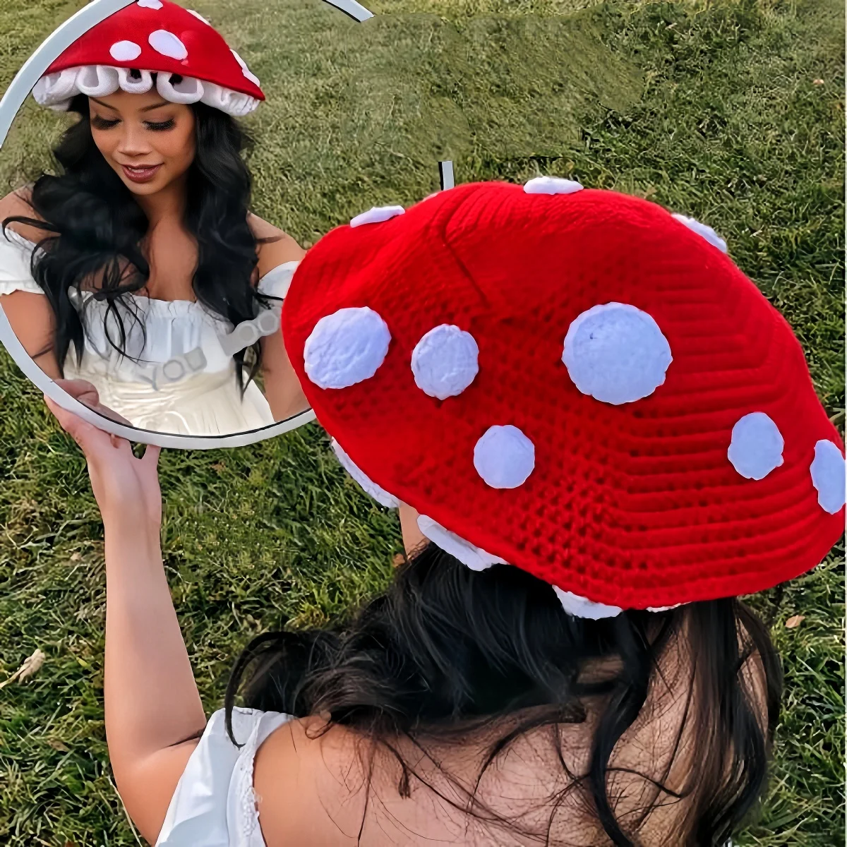 Ladies' Cute Mushroom Hat Crochet Knitted Hat Fairy Tale Little Red Riding Hood Autumn/Winter Warm Knitted Hat
Ladies' Cute Mushroom Hat Crochet Knitted Hat Fairy Tale Little Red Riding Hood Autumn/Winter Warm Knitted Hat