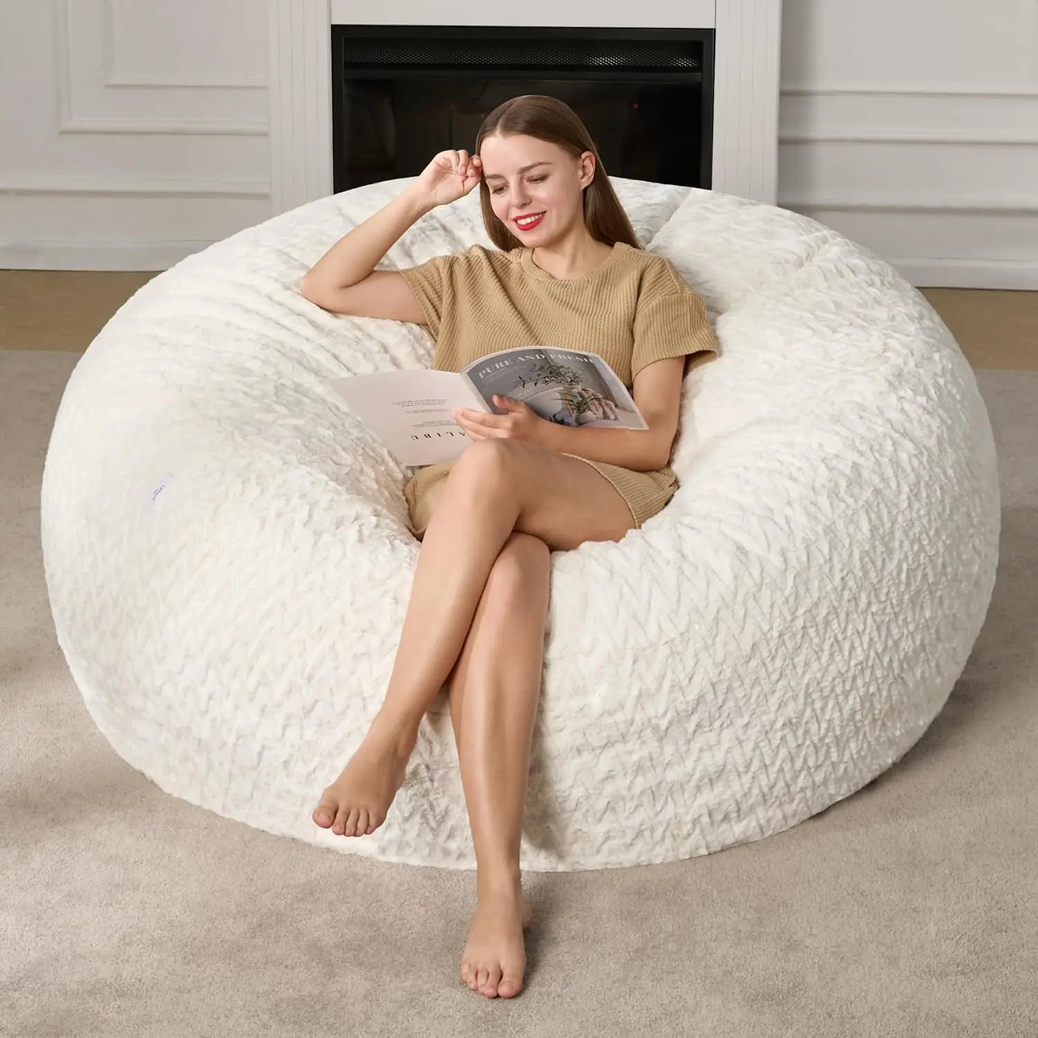 5ft Bean Bag Chairs for Adults Large Beanbag Chair with Chevron Plush Fur Cover Big Bean Bag Chair for Living Room Bedroom Dorm
5ft Bean Bag Chairs for Adults Large Beanbag Chair with Chevron Plush Fur Cover Big Bean Bag Chair for Living Room Bedroom Dorm
