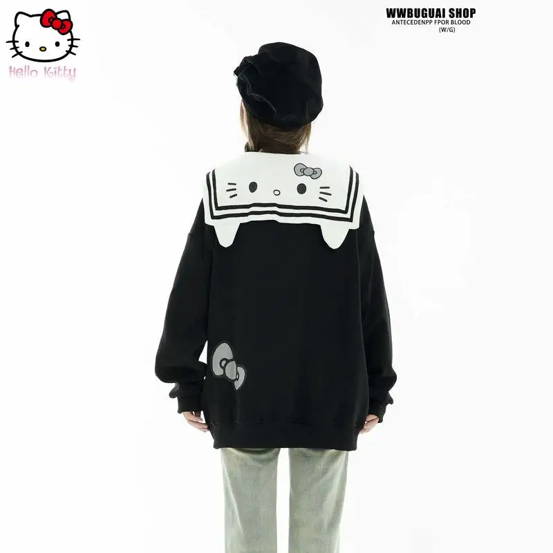 Sanrioed Hello Kitty толстовка на молнии для девочек аниме весенний хлопок милый темно-синий кардиган с воротником пальто студенческие свободные топы тренд Kawaii 
Sanrioed Hello Kitty толстовка на молнии для девочек аниме весенний хлопок милый темно-синий кардиган с воротником пальто студенческие свободные топы тренд Kawaii