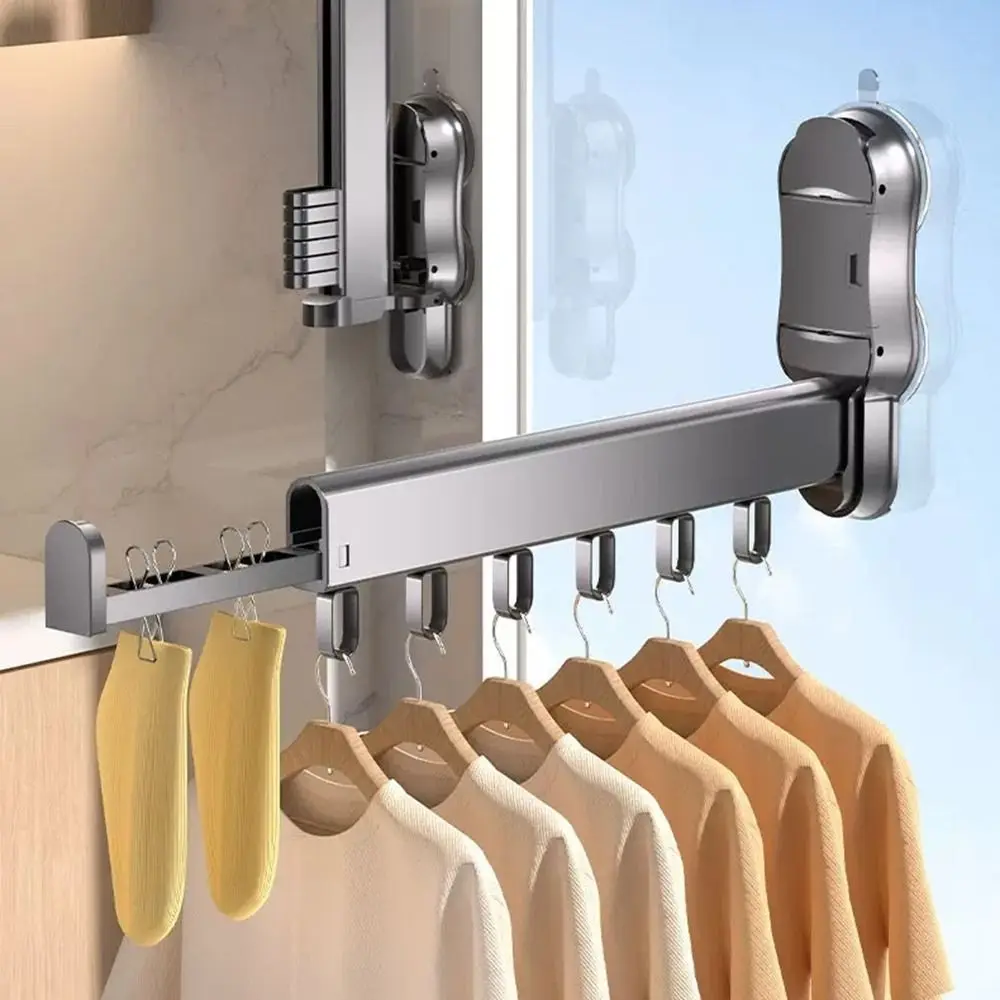Aluminum Alloy Folding Clothes Rack Wall Mounted Large Capacity Telescopic Clothes Drying Rod Space Saving with Suction Cup
Aluminum Alloy Folding Clothes Rack Wall Mounted Large Capacity Telescopic Clothes Drying Rod Space Saving with Suction Cup
