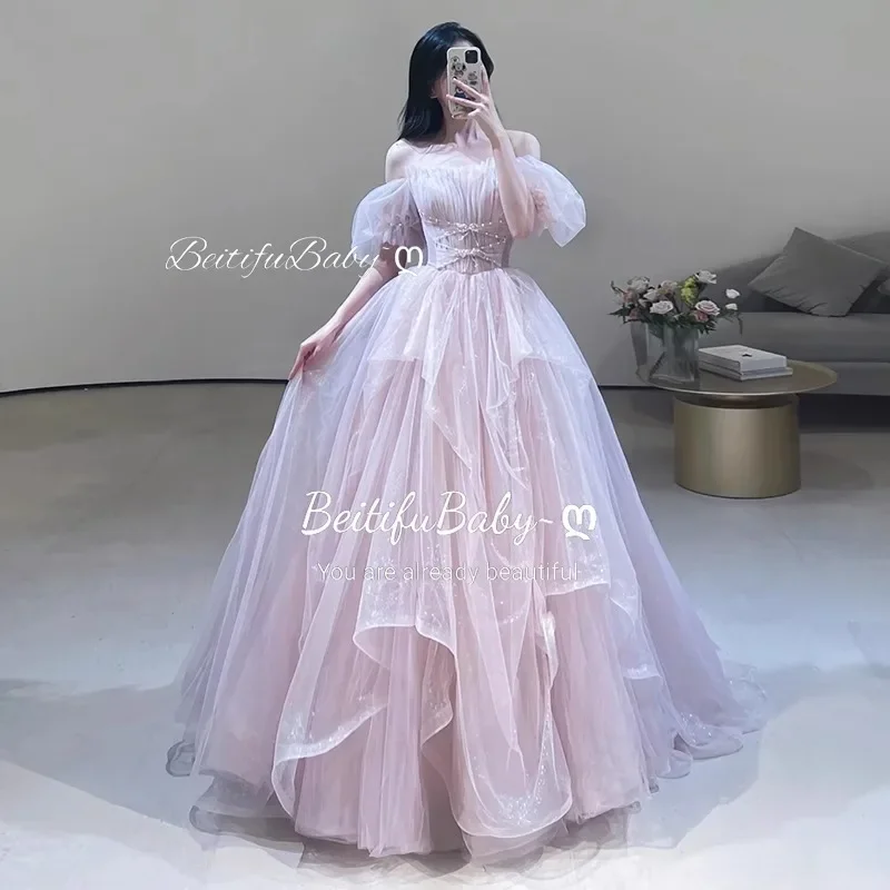 Evening Dresses for Women Princess Style 2025 Off The Shoulder Yarn Short-sleeved Organza Ball Gown Formal Dress Women Vestidos
Evening Dresses for Women Princess Style 2025 Off The Shoulder Yarn Short-sleeved Organza Ball Gown Formal Dress Women Vestidos