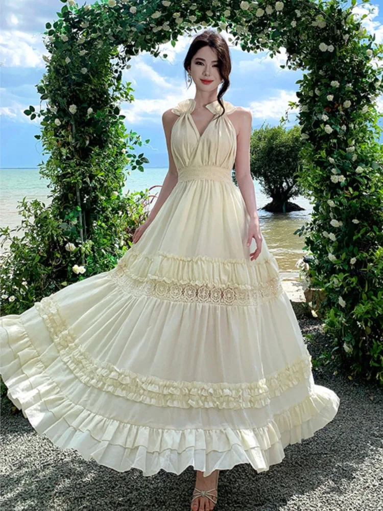 2025 Seaside Holiday Bohemian Dress Women Halter Neck Suspenders Sleeveless Summer Dresses Backless Straps Sexy Long Dress
2025 Seaside Holiday Bohemian Dress Women Halter Neck Suspenders Sleeveless Summer Dresses Backless Straps Sexy Long Dress