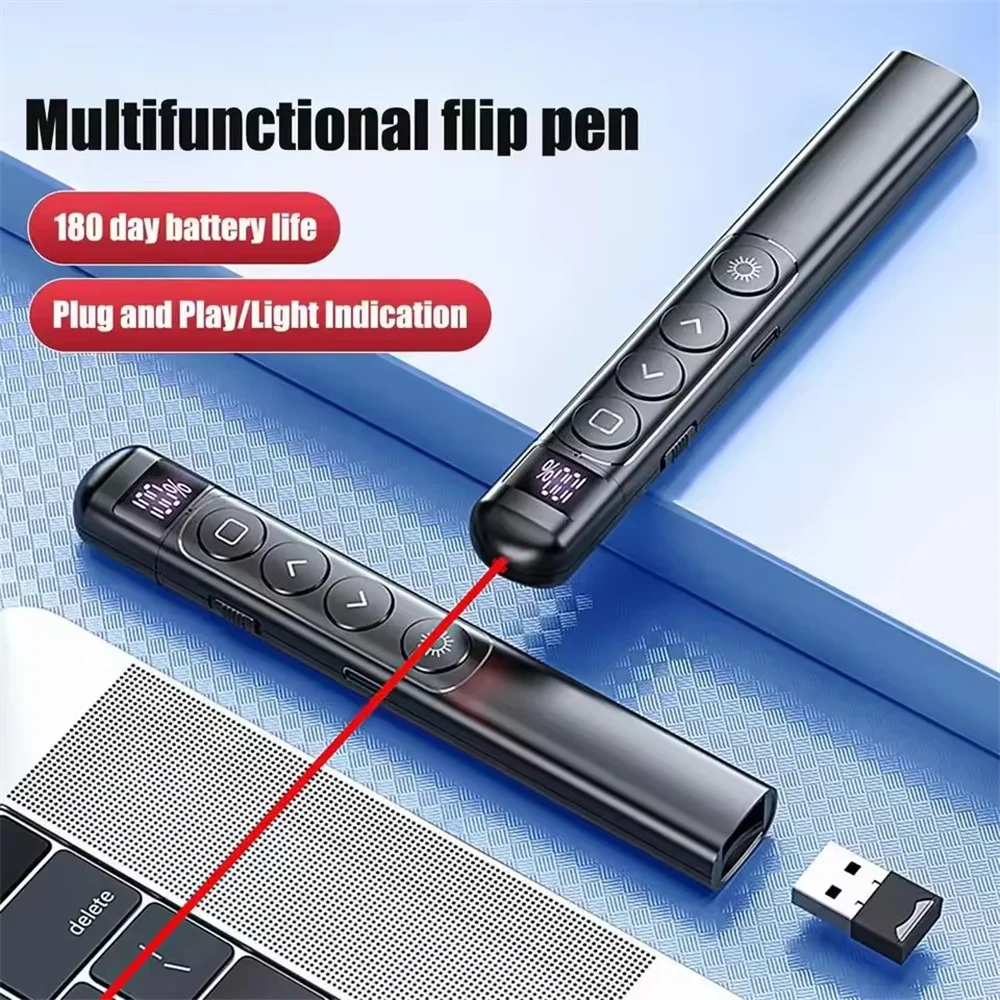 Flip-pen Presentation Clicker RF 2.4GHz PowerPoint Clicker Laser pointer pen Hyperlink Control Wireless IR Red Light Presenter