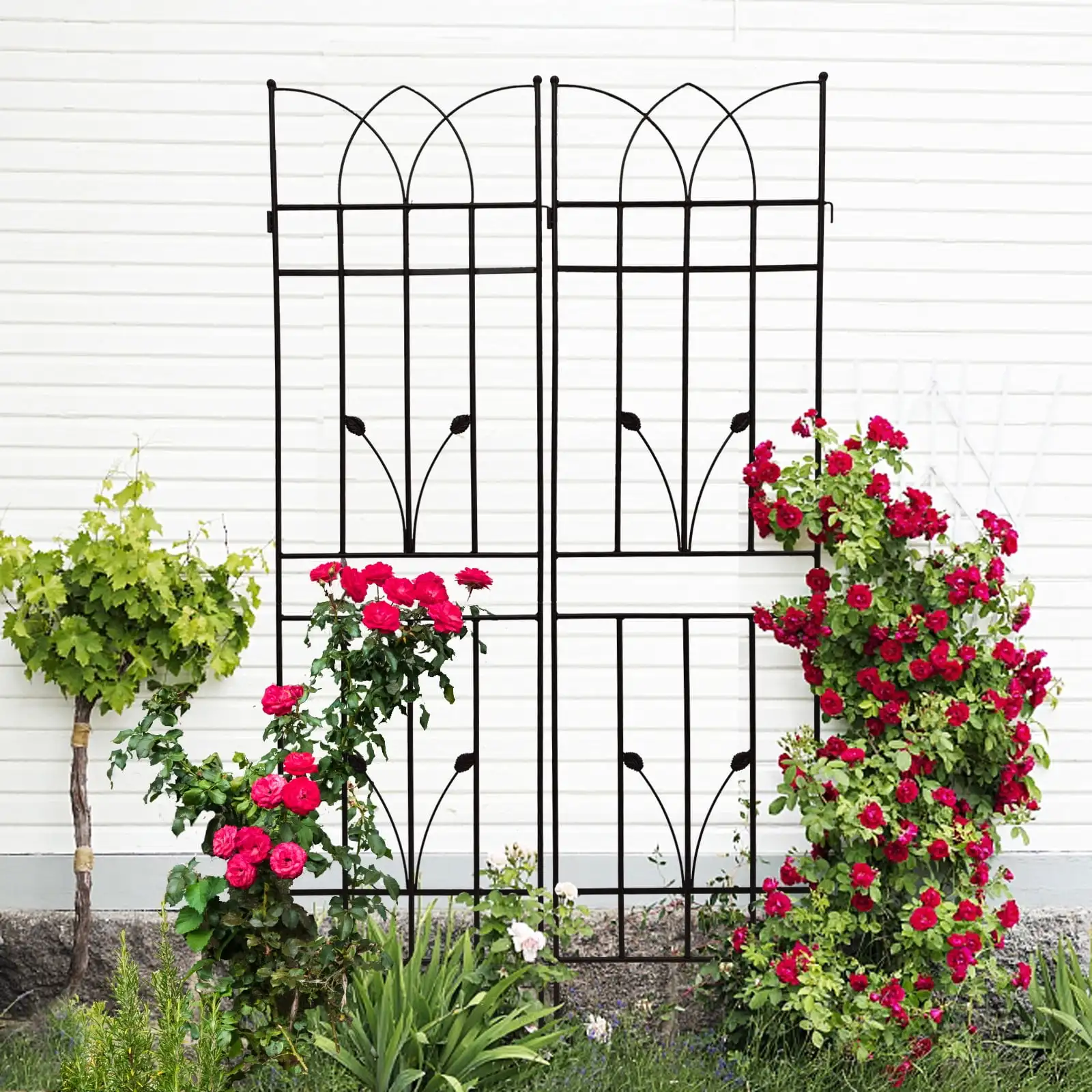 【 2-piece Set 】Miniyam 71x17.7-inch Black Metal-coated Garden Grid Fence | Preferred for courtyard decoration/garden protectio
【 2-piece Set 】Miniyam 71x17.7-inch Black Metal-coated Garden Grid Fence | Preferred for courtyard decoration/garden protectio