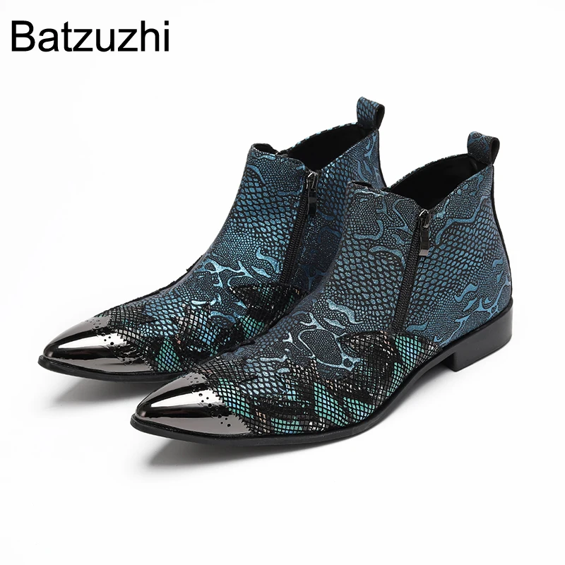 Batzuzhi Luxury Handmade Men's Boots Fashion Light Green Leather Ankle Boots Man with Pointed Metal Toe Double Zips Boots Man
Batzuzhi Luxury Handmade Men's Boots Fashion Light Green Leather Ankle Boots Man with Pointed Metal Toe Double Zips Boots Man