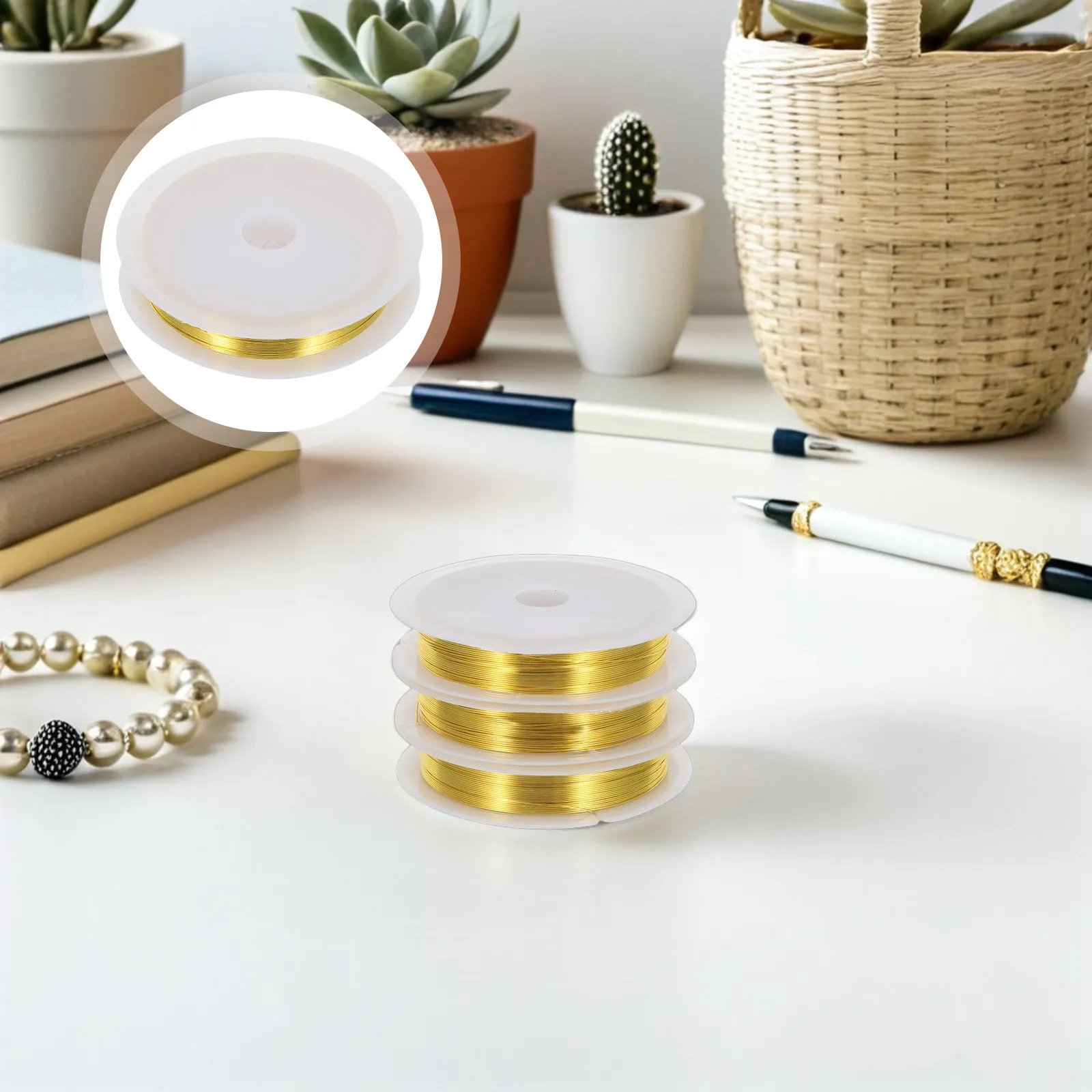 3 Rolls Jewelry Copper Wire Reel 0.4mm Golden Flexible Wrapping Wire for Bead Stringing Bracelet Earring Making
3 Rolls Jewelry Copper Wire Reel 0.4mm Golden Flexible Wrapping Wire for Bead Stringing Bracelet Earring Making