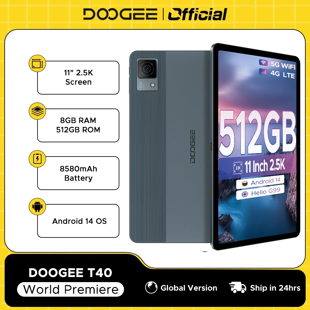Планшет DOOGEE T40, 11 дюймов, 2,5 тыс. дисплея, 8 ГБ, 512 ГБ, Helio G99, восьмиядерный аккумулятор, 8580 мАч, камера 16 МП, четырехъядерный динамик, 4G, двойная SIM-карта
Планшет DOOGEE T40, 11 дюймов, 2,5 тыс. дисплея, 8 ГБ, 512 ГБ, Helio G99, восьмиядерный аккумулятор, 8580 мАч, камера 16 МП, четырехъядерный динамик, 4G, двойная SIM-карта