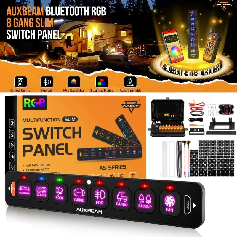 AS-800 8 Gang RGB Switch Panel Toggle/ Momentary/ Pulsed Mode Supported Slim Electronic Relay System Switch For Car ATV AS-800
AS-800 8 Gang RGB Switch Panel Toggle/ Momentary/ Pulsed Mode Supported Slim Electronic Relay System Switch For Car ATV AS-800