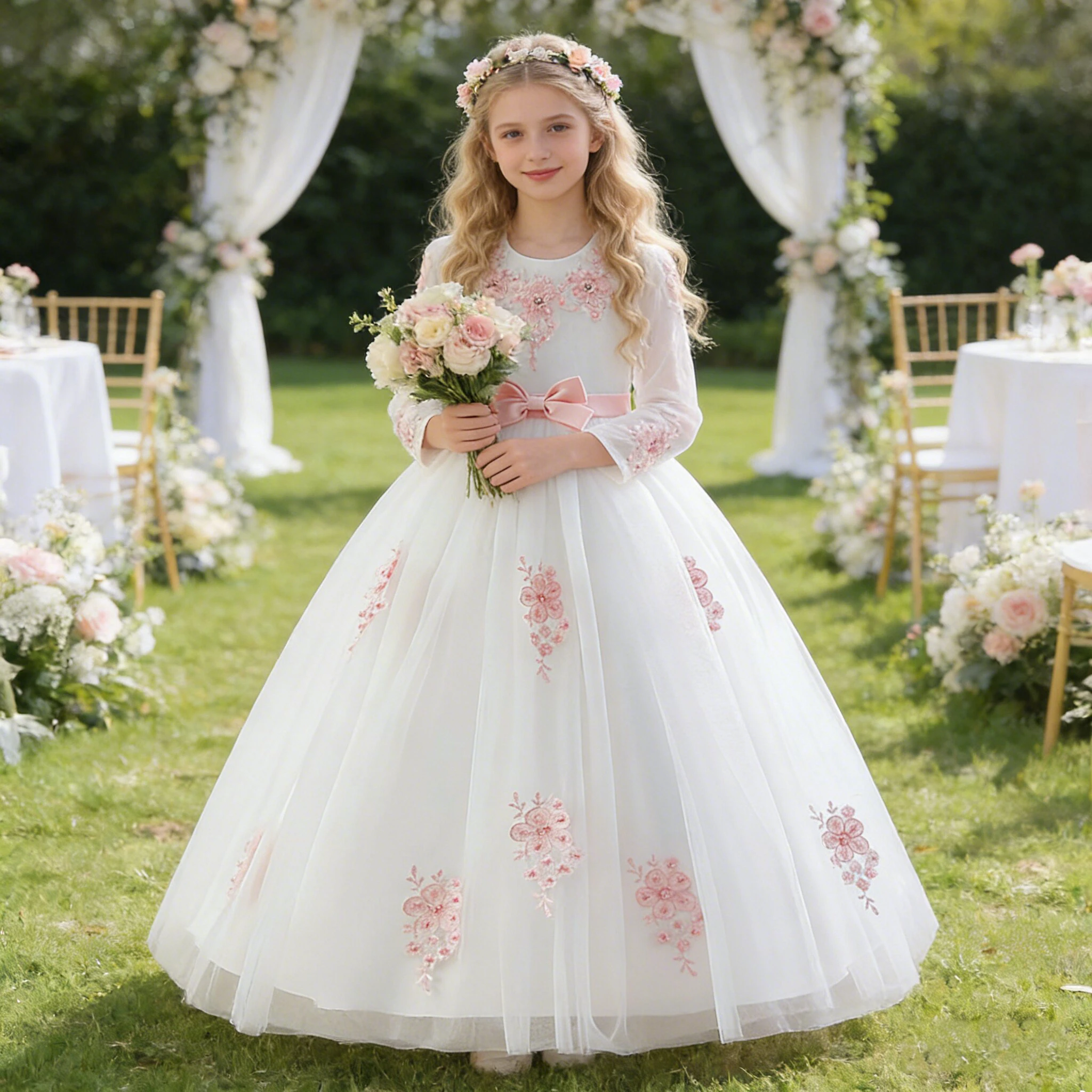Fashion Baptism Bridesmaid Party Girls Dress Elegant Flower Wedding Birthday Princess Dresses Girl Long Sleeve Banquet Prom Gown
Fashion Baptism Bridesmaid Party Girls Dress Elegant Flower Wedding Birthday Princess Dresses Girl Long Sleeve Banquet Prom Gown