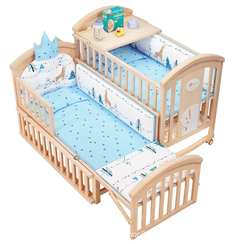 Crib Multifunctional crib Solid wood unpainted crib Movable newborn child splicing bed
Crib Multifunctional crib Solid wood unpainted crib Movable newborn child splicing bed