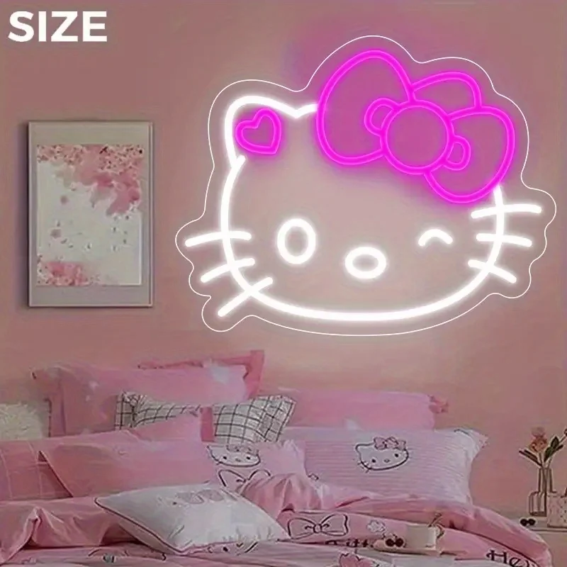 Неоновая вывеска Hello Kitty с розовым бантом и сердцем, светодиодный настенный декор для спальни, комнаты девочки, милый домашний декор, романтический ночник, подарок
Неоновая вывеска Hello Kitty с розовым бантом и сердцем, светодиодный настенный декор для спальни, комнаты девочки, милый домашний декор, романтический ночник, подарок
