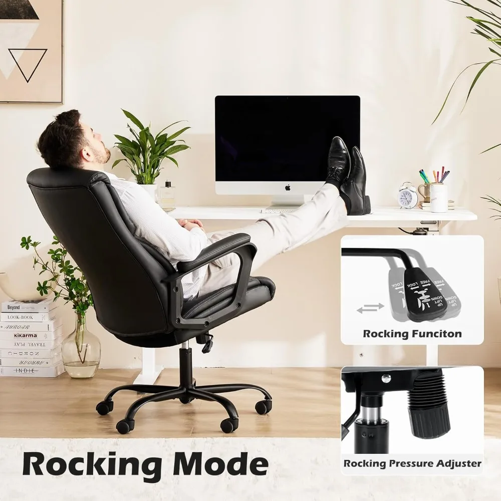 Executive High Back Big and Tall Leather Office Desk Chairs with Arms Ergonomic Lumbar Support, Adjustable Height,Wheels
Executive High Back Big and Tall Leather Office Desk Chairs with Arms Ergonomic Lumbar Support, Adjustable Height,Wheels
