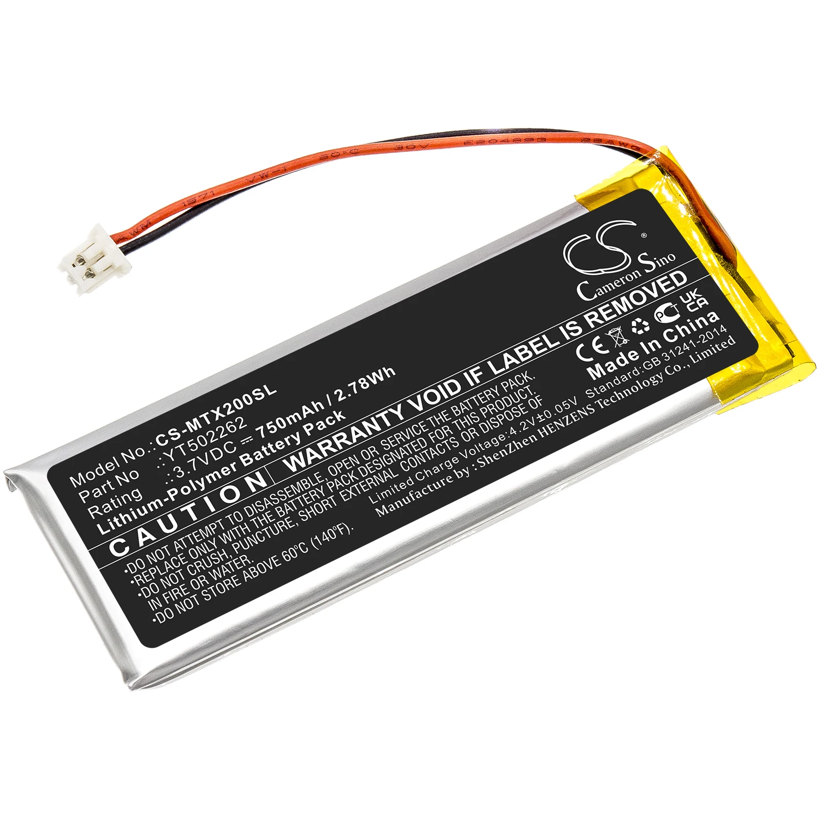 Cameron Sino 3.7V 750mAh Wireless Headset battery YT502262 for Midland BTX2 Pro,BTX1 Pro,Pro S,Pro S LR,BTNEXT Pro,BT MESH +TOOL
Cameron Sino 3.7V 750mAh Wireless Headset battery YT502262 for Midland BTX2 Pro,BTX1 Pro,Pro S,Pro S LR,BTNEXT Pro,BT MESH +TOOL