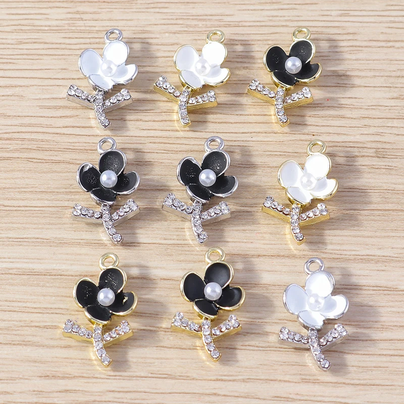 4pcs 11x19mm Cute Enamel Crystal Flower Charms Pendants for Jewelry Making Drop Earrings Bracelets Necklaces DIY Crafts Supplies
4pcs 11x19mm Cute Enamel Crystal Flower Charms Pendants for Jewelry Making Drop Earrings Bracelets Necklaces DIY Crafts Supplies