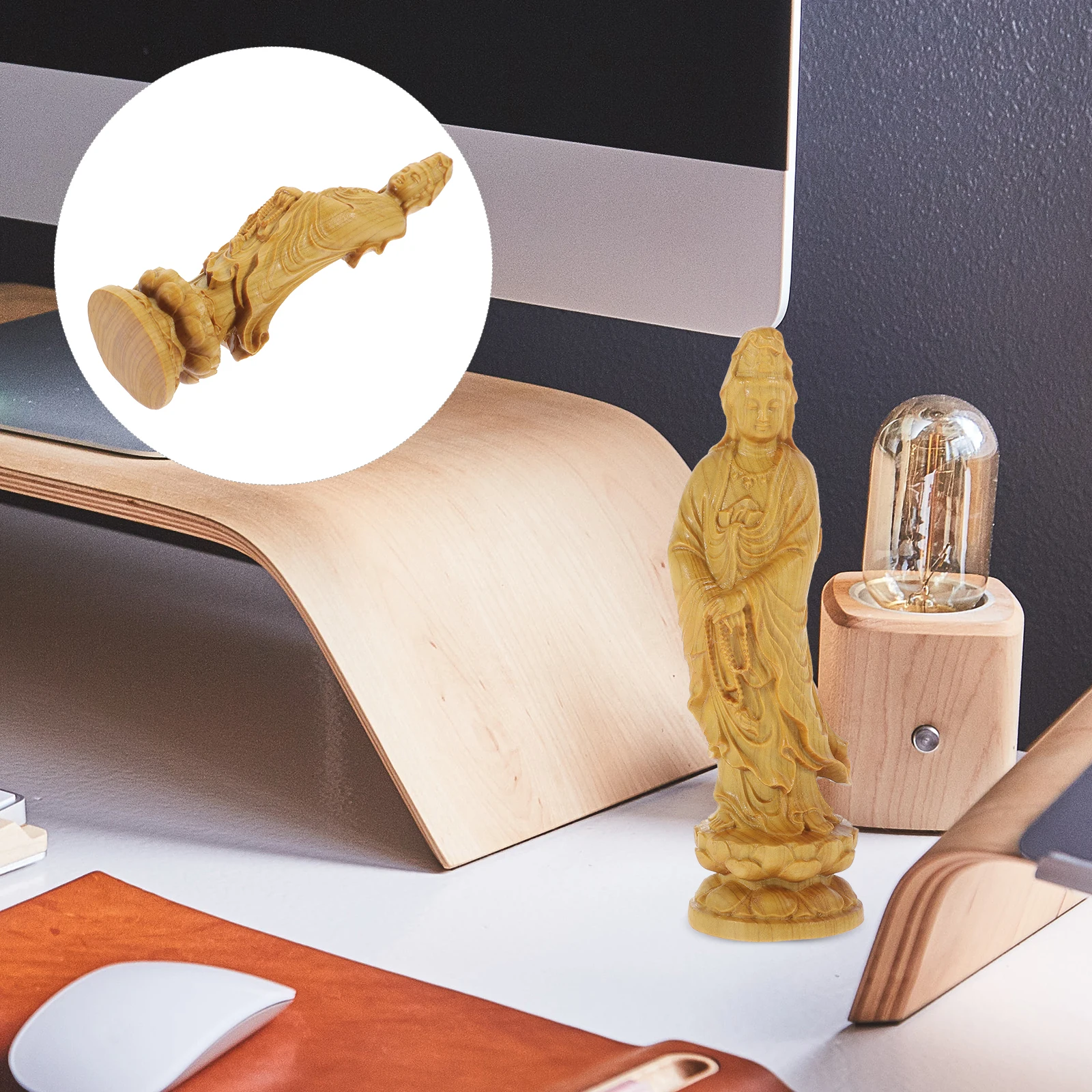 Wood Carving Guanyin Statue 12cm Cliff Sandalwood Figurine Home Office Decor Small Buddha Retro Avalokitesvara Wooden Model
Wood Carving Guanyin Statue 12cm Cliff Sandalwood Figurine Home Office Decor Small Buddha Retro Avalokitesvara Wooden Model