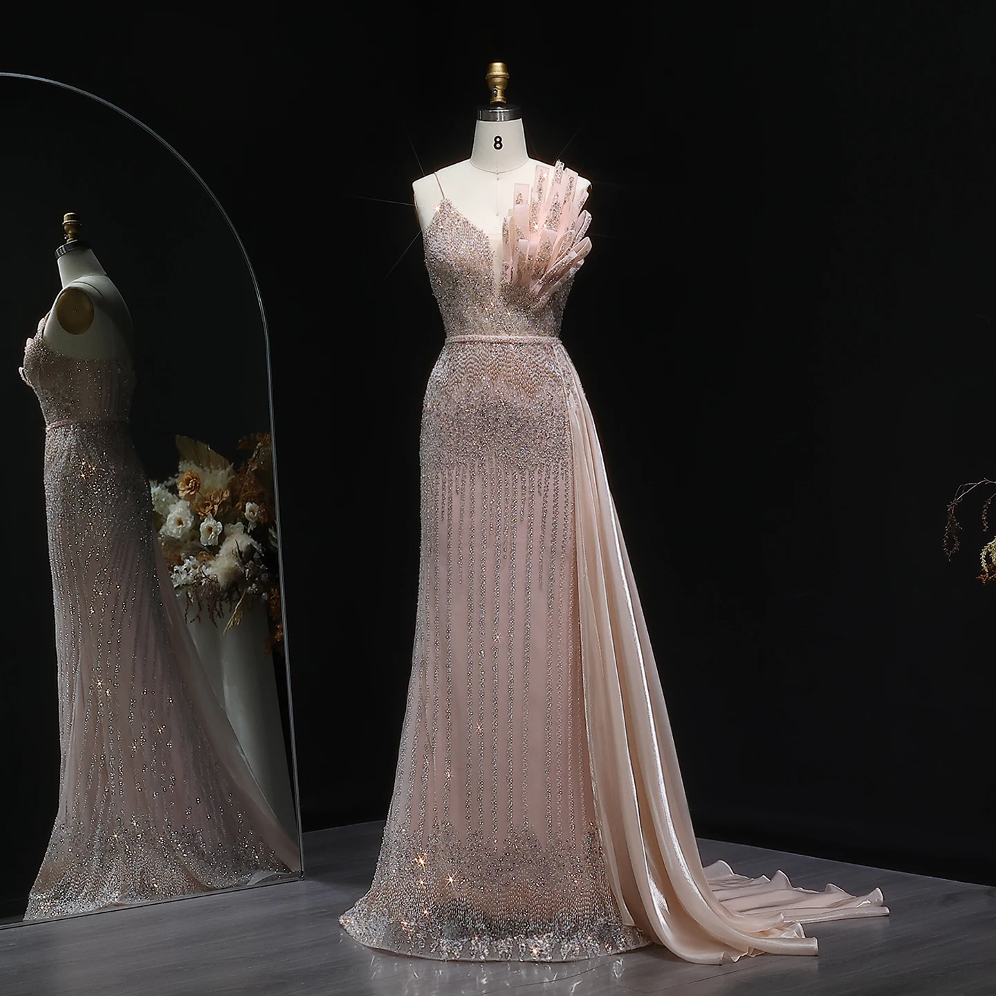 Sharon Said Luxury Pink Mermaid Evening Dresses with 3D Flowers Sage Green for Women Wedding Party Prom Gowns SS094 Customized
Sharon Said Luxury Pink Mermaid Evening Dresses with 3D Flowers Sage Green for Women Wedding Party Prom Gowns SS094 Customized