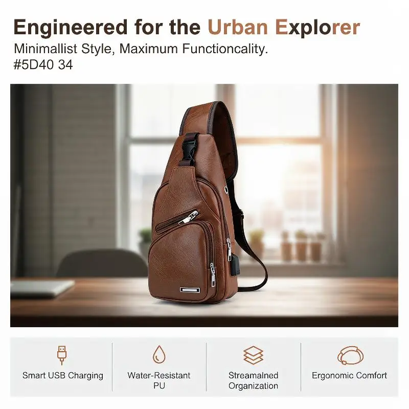 Simple and Fashionable Casual Solid Color PU Multifunctional USB Charging Zipper MEN'S Chest Bag Crossbody Bag for Commuting
Simple and Fashionable Casual Solid Color PU Multifunctional USB Charging Zipper MEN'S Chest Bag Crossbody Bag for Commuting