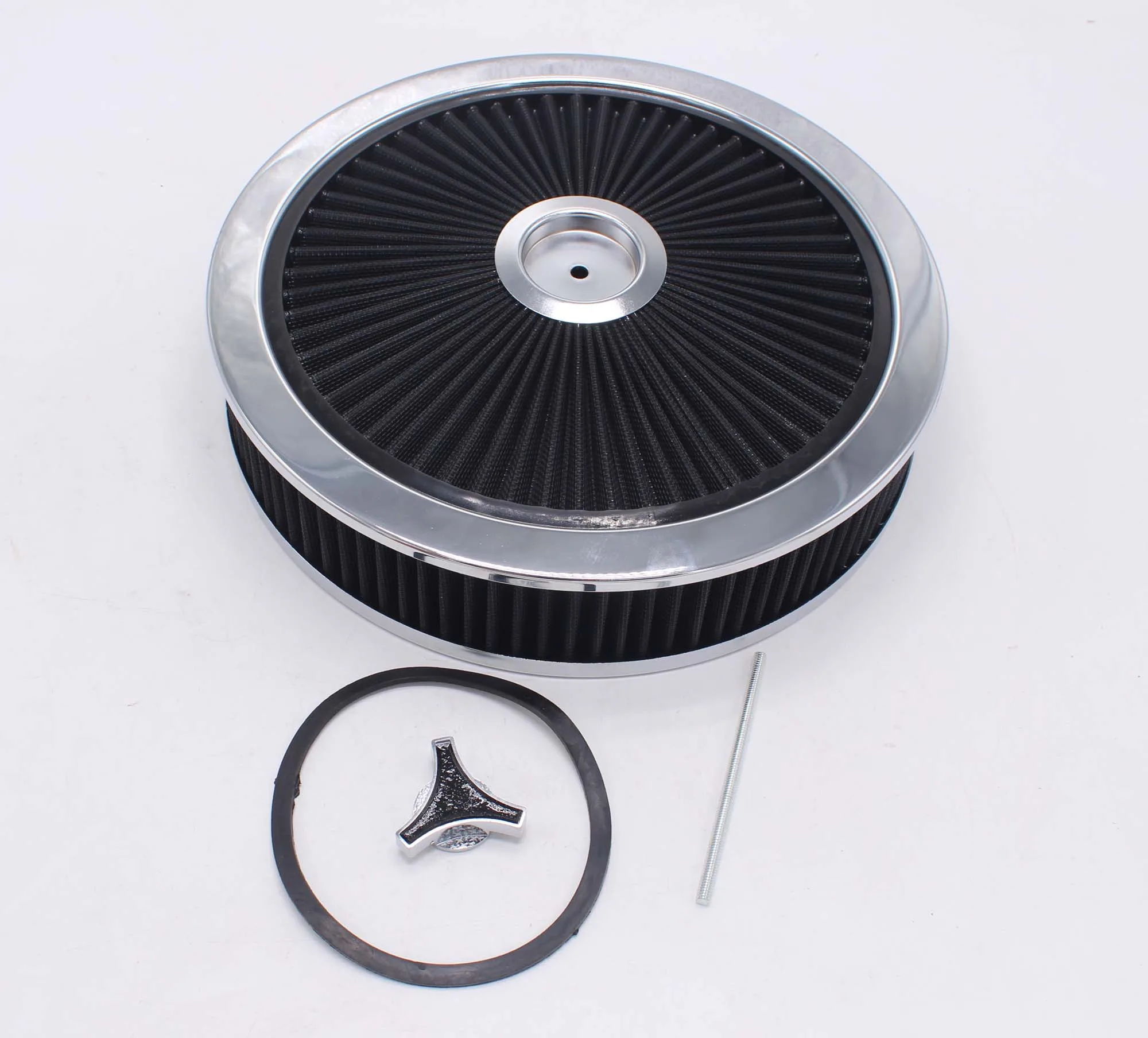 14x3" Black/Chrome Washable Round Super Flow Air Cleaner with Raised Top RSRA54123F VA2233
14x3" Black/Chrome Washable Round Super Flow Air Cleaner with Raised Top RSRA54123F VA2233