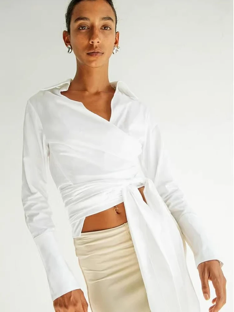 Savis Simple Design Cross-Belted Long Sleeve White Shirt Cotton Polyester Commute Style Women's Premium Spring New Arrivals
Savis Simple Design Cross-Belted Long Sleeve White Shirt Cotton Polyester Commute Style Women's Premium Spring New Arrivals