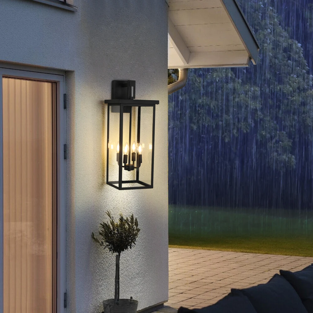 4-Light Black Outdoor Wall Light (No Bulbs),Perfect for modern, coastal, transitional, or farmhouse settings.
4-Light Black Outdoor Wall Light (No Bulbs),Perfect for modern, coastal, transitional, or farmhouse settings.