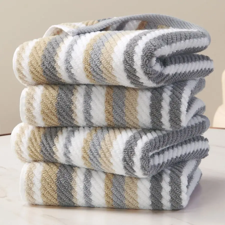 Striped Hand Towels, Bathroom Hand Towels Set of 4, 16x27 100 Cotton Quick Dry Absorbent Light Weight, Soft Towel Set for Shower
Striped Hand Towels, Bathroom Hand Towels Set of 4, 16x27 100 Cotton Quick Dry Absorbent Light Weight, Soft Towel Set for Shower