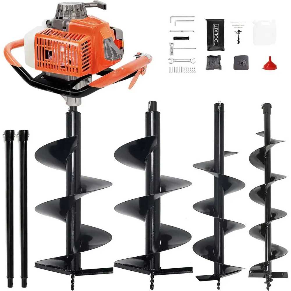 72cc 2-Stroke Gas Post Hole Digger with 3, 5, 8 Auger Bits and 24 Extensions for Heavy-Duty Gardening and Construction
72cc 2-Stroke Gas Post Hole Digger with 3, 5, 8 Auger Bits and 24 Extensions for Heavy-Duty Gardening and Construction