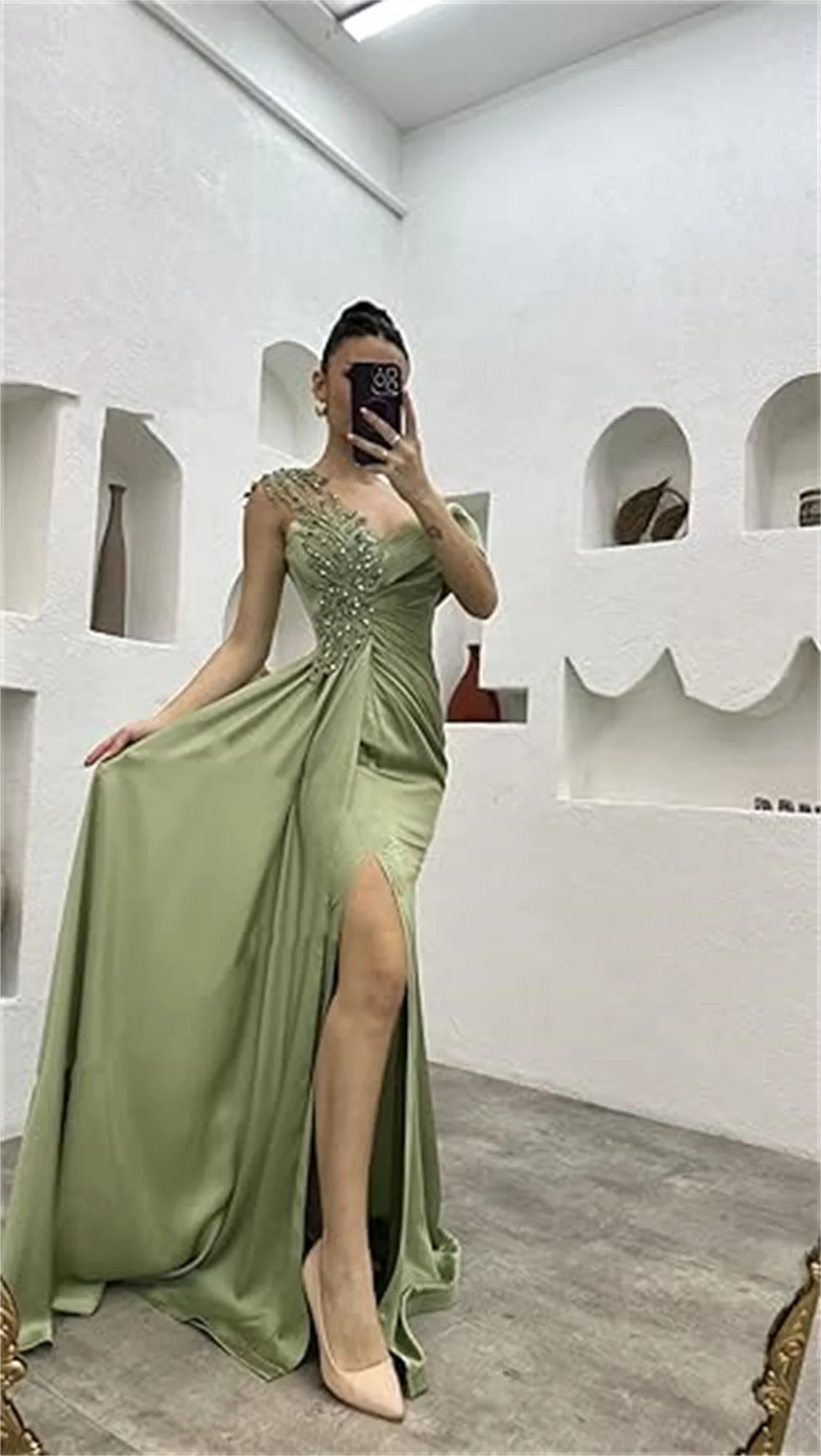 Customized Women's One Shoulder Long Prom Dresses With Slit Pleated Off Shoulder Mermaid Bridesmaid Dresses Satin Evening Gowns
Customized Women's One Shoulder Long Prom Dresses With Slit Pleated Off Shoulder Mermaid Bridesmaid Dresses Satin Evening Gowns