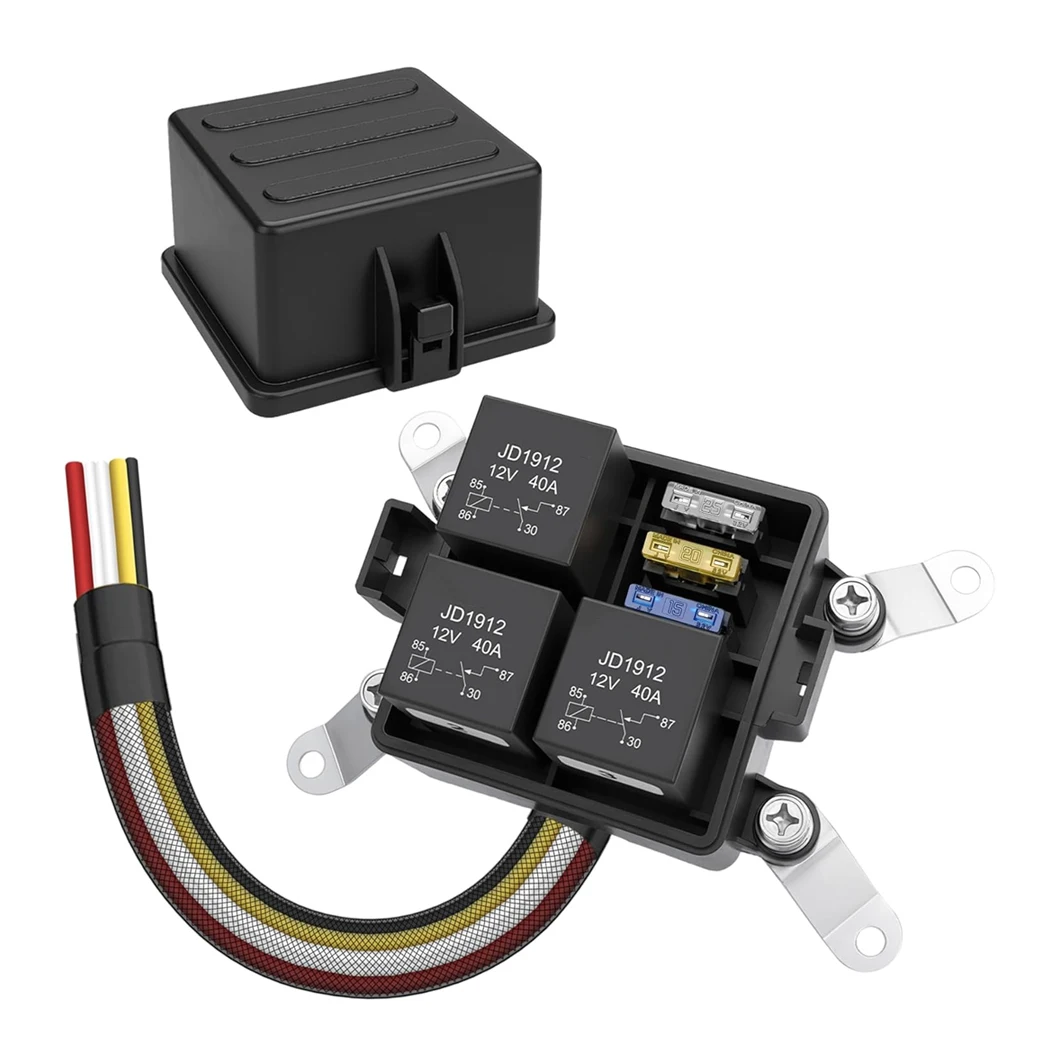 Водонепроницаемый блок предохранителей и реле DC12V/24V с предустановленными предохранителями на 3 канала и 4-контактным реле JD1912 для автомобилей, грузовиков, морского транспорта, лодок, джипов
Водонепроницаемый блок предохранителей и реле DC12V/24V с предустановленными предохранителями на 3 канала и 4-контактным реле JD1912 для автомобилей, грузовиков, морского транспорта, лодок, джипов