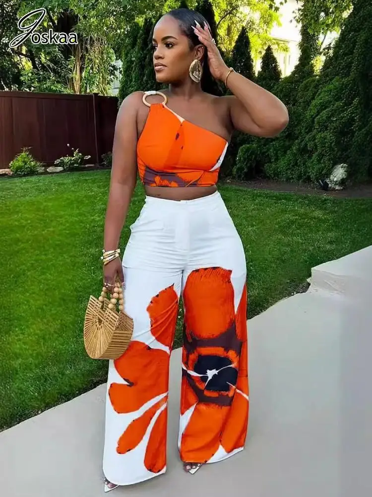 Joskaa Floral Print 2 Piece Sets Women Hipster Sexy Skew Collar Tank Tops and Wide Leg Pants Matching Tracksuits Y2K Streetwear
Joskaa Floral Print 2 Piece Sets Women Hipster Sexy Skew Collar Tank Tops and Wide Leg Pants Matching Tracksuits Y2K Streetwear