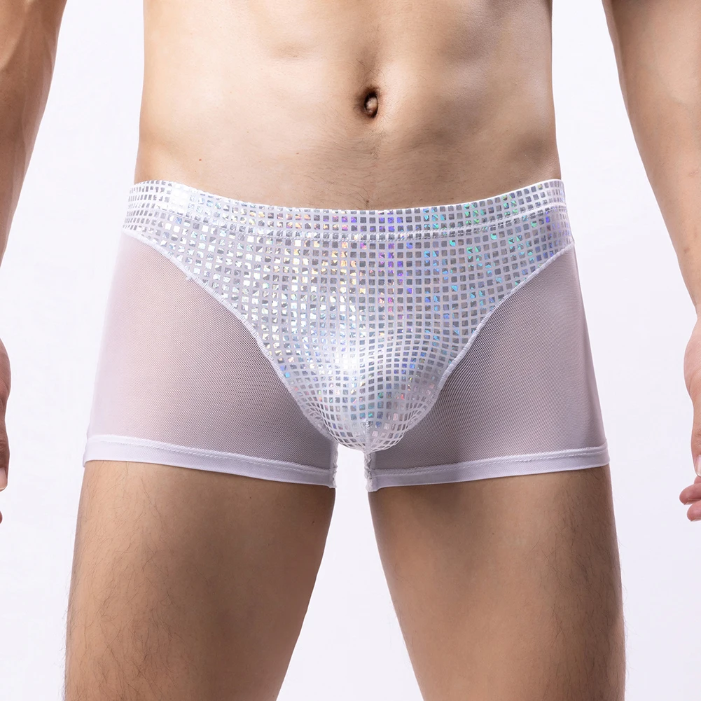 Men Sexy Shiny Dazzle Colorful Mesh Patchwork Boxer Briefs See Through Panties Underwear Low Waist Trunks Seductive Underpants
Men Sexy Shiny Dazzle Colorful Mesh Patchwork Boxer Briefs See Through Panties Underwear Low Waist Trunks Seductive Underpants