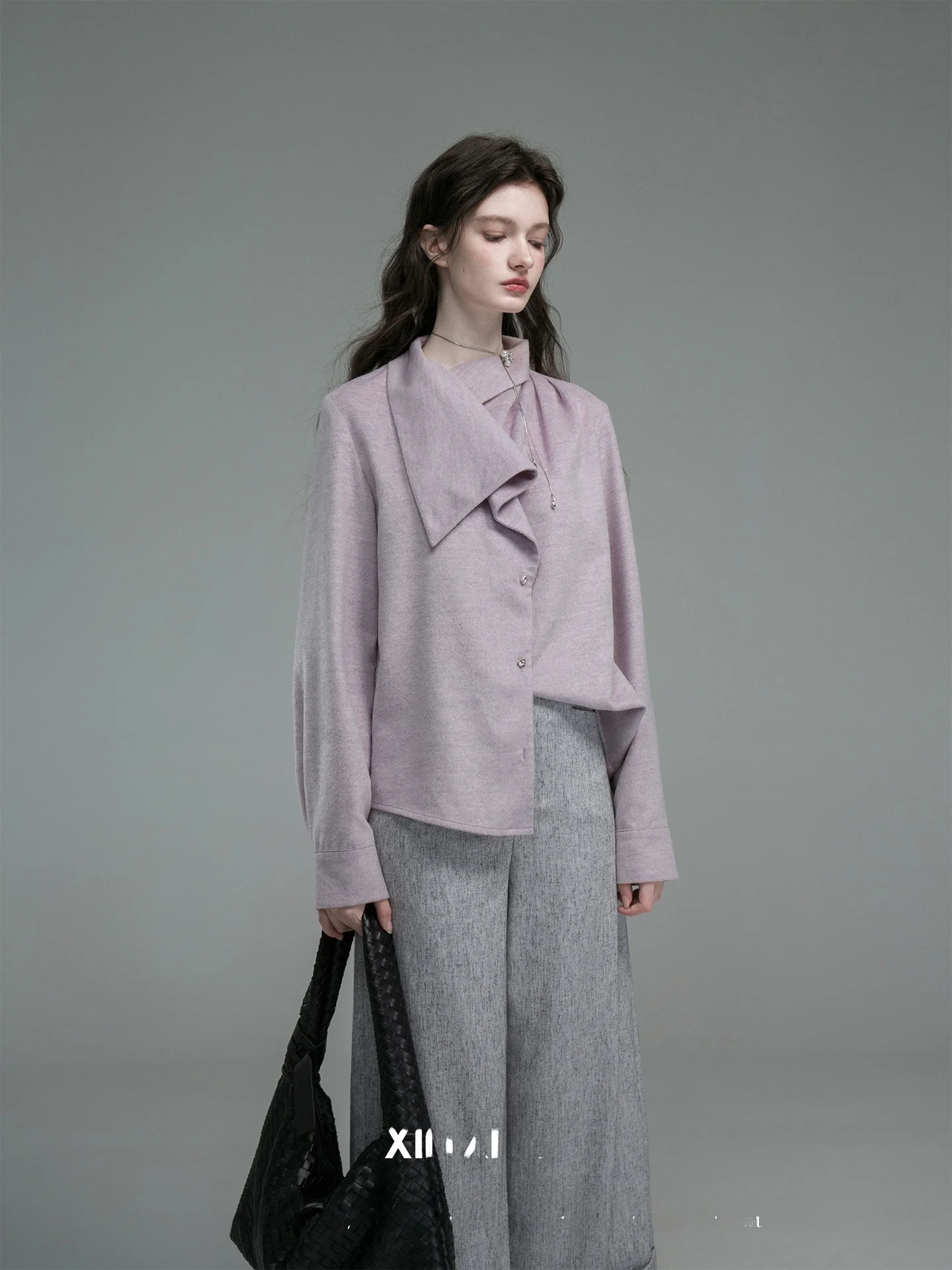 Romantic Sle Asymmetric Collar Velvet Floing Mist Purple Woolen irt Women's Faion Spring 2026 XINXINYUE
Romantic Sle Asymmetric Collar Velvet Floing Mist Purple Woolen irt Women's Faion Spring 2026 XINXINYUE