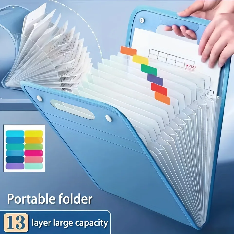 13 folders portable A4 letter sized color accordion file organizer, suitable for classroom, office, and home storage
13 folders portable A4 letter sized color accordion file organizer, suitable for classroom, office, and home storage