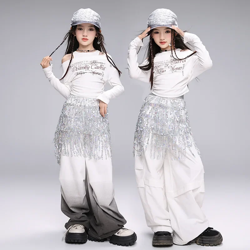 Girls Hip Hop Dance Costumes Long Sleeve Tops White Pants Suit Kids Modern Jazz Dance Performance Clothes Children Street Wear
Girls Hip Hop Dance Costumes Long Sleeve Tops White Pants Suit Kids Modern Jazz Dance Performance Clothes Children Street Wear