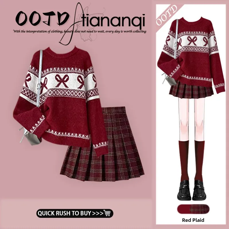 New Year Red Dress Women's Autumn Winter A-Line Skirt Set High-End Korean Style Miu Series Fashionable Two-Piece Suit
New Year Red Dress Women's Autumn Winter A-Line Skirt Set High-End Korean Style Miu Series Fashionable Two-Piece Suit