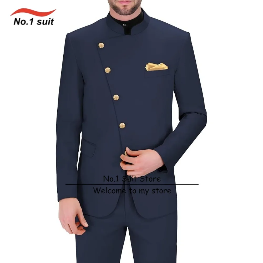 Men's Suit 2 Piece Mandarin Collar Gold Button Blazer Pants Set Chinese Tunic Suits for Men Wedding Prom Tuxedo
Men's Suit 2 Piece Mandarin Collar Gold Button Blazer Pants Set Chinese Tunic Suits for Men Wedding Prom Tuxedo