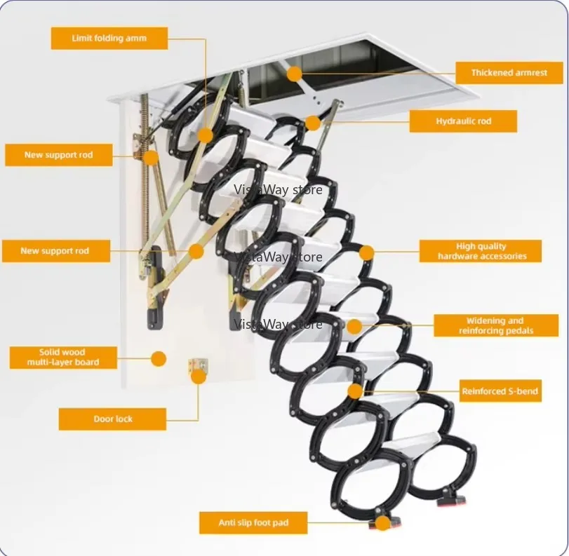 Full Automatic Folding Loft Staircase With Handrails Telescoping Attic Ladder With Pull Down System
Full Automatic Folding Loft Staircase With Handrails Telescoping Attic Ladder With Pull Down System