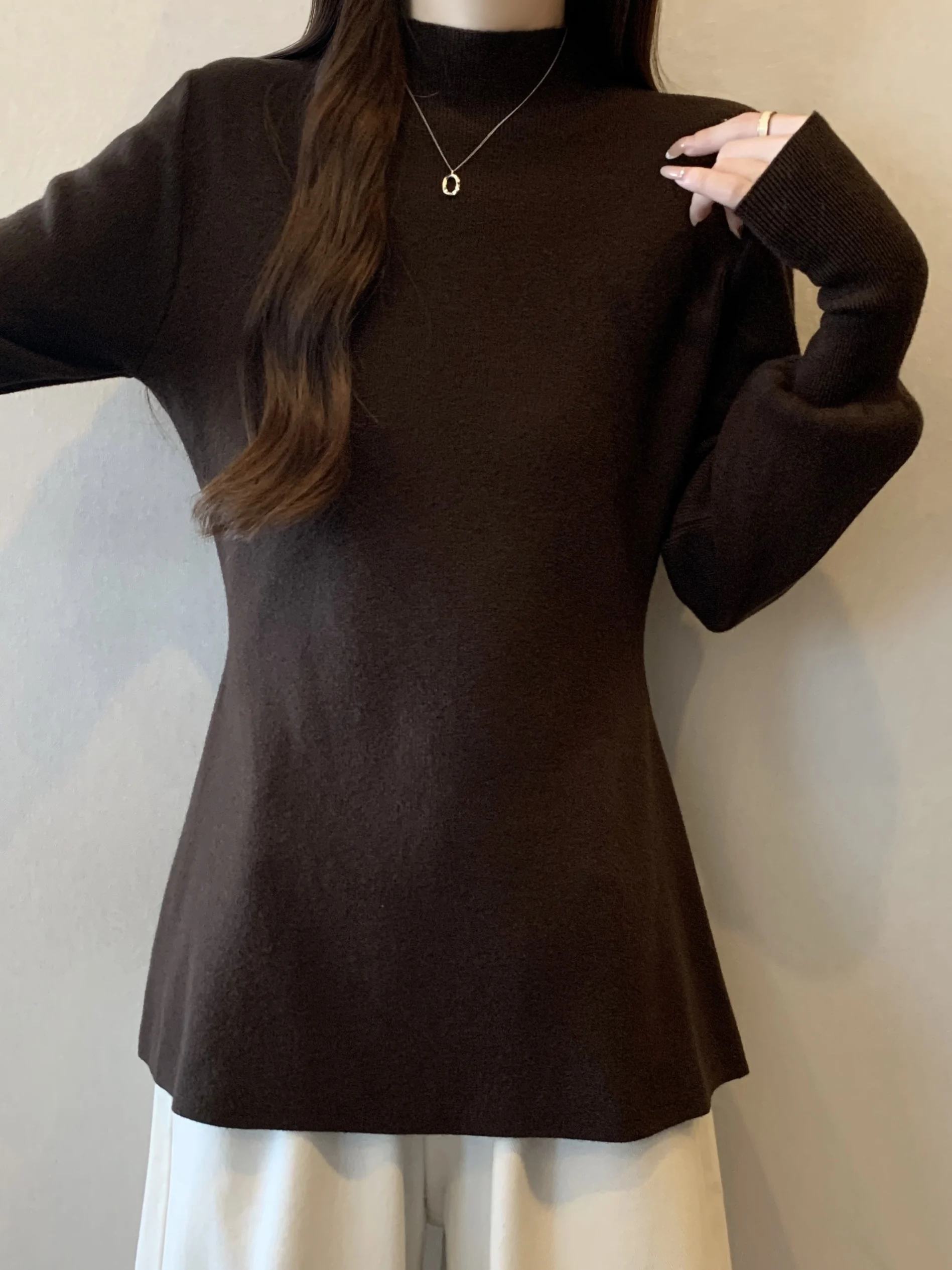 Caramel f-High Collar Long Sve Knitted Sweater Women's Winter plus Size Slimming Base irt Trendy Commute Casual Sle
Caramel f-High Collar Long Sve Knitted Sweater Women's Winter plus Size Slimming Base irt Trendy Commute Casual Sle