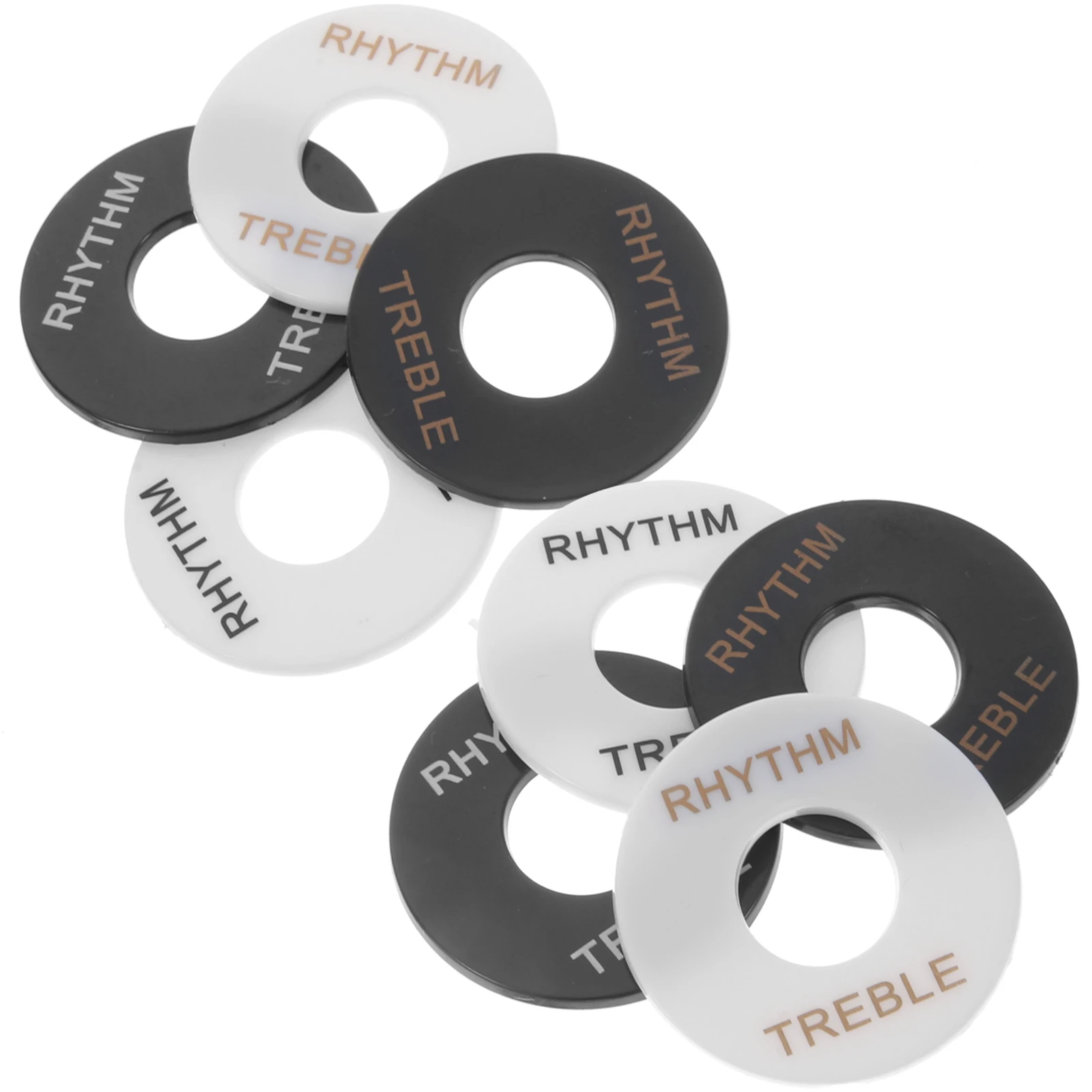 8pcs Electric Guitar Gaskets Washer Plastic Black Letter White Gold Design Toggle Switch Rhythm Treble Ring Guitar Parts
8pcs Electric Guitar Gaskets Washer Plastic Black Letter White Gold Design Toggle Switch Rhythm Treble Ring Guitar Parts
