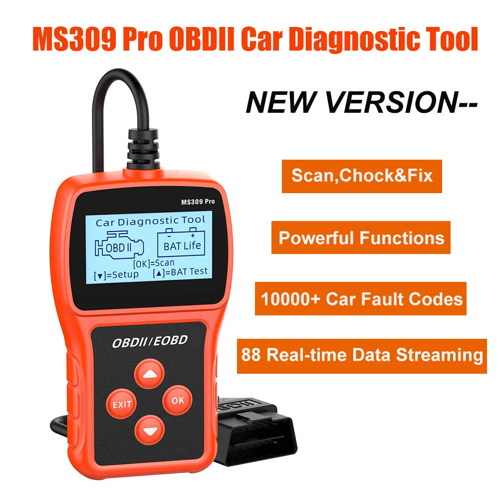 Автомобильный сканер OBDII MS309, автоматический сканер OBD2, проверка считывателя кодов неисправностей, аккумулятор двигателя, работа, здоровье, диагностический сканер автомобиля
Автомобильный сканер OBDII MS309, автоматический сканер OBD2, проверка считывателя кодов неисправностей, аккумулятор двигателя, работа, здоровье, диагностический сканер автомобиля