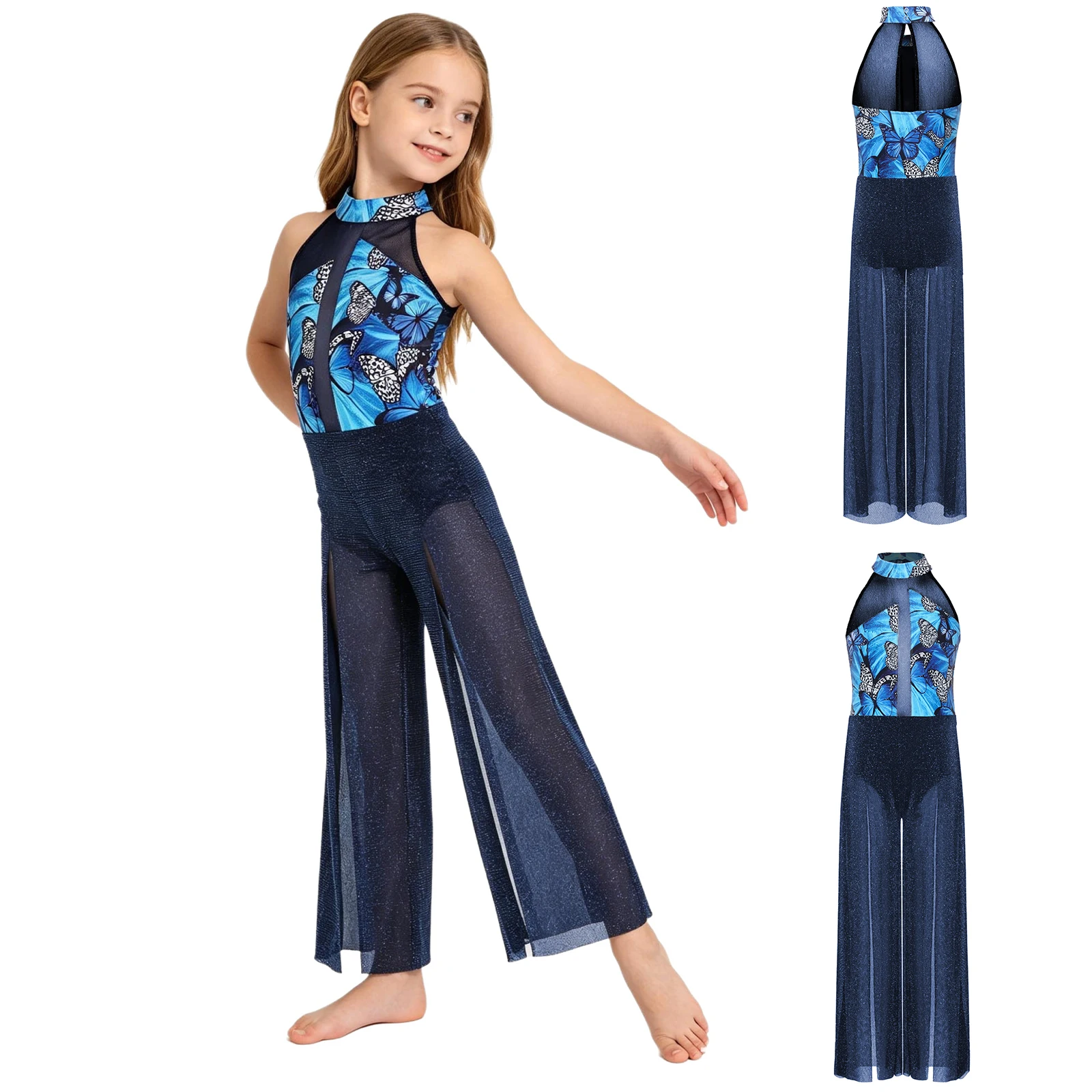 Kids Girls Lyrical Dance Costume Printed Jumpsuit Mock Neck Sleeveless Patchwork Split Long Pants for Stage Recital Competition
Kids Girls Lyrical Dance Costume Printed Jumpsuit Mock Neck Sleeveless Patchwork Split Long Pants for Stage Recital Competition