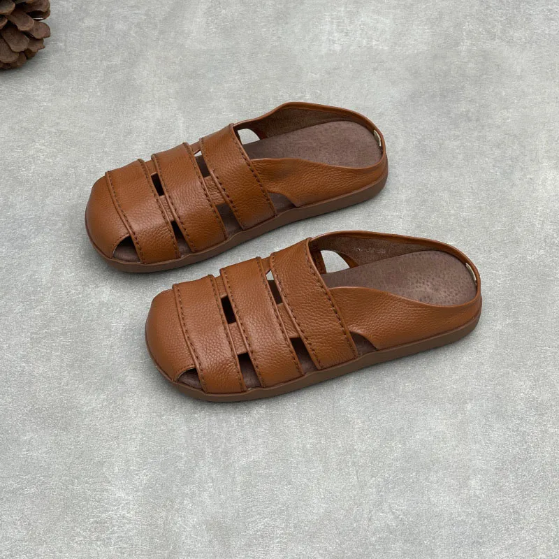 XMWRLW Genuine Leather Women Summer Slippers Flat Shoes Summer Women Flat Slippers Retro Style Ladies Handmade Solid Color Shoes
XMWRLW Genuine Leather Women Summer Slippers Flat Shoes Summer Women Flat Slippers Retro Style Ladies Handmade Solid Color Shoes