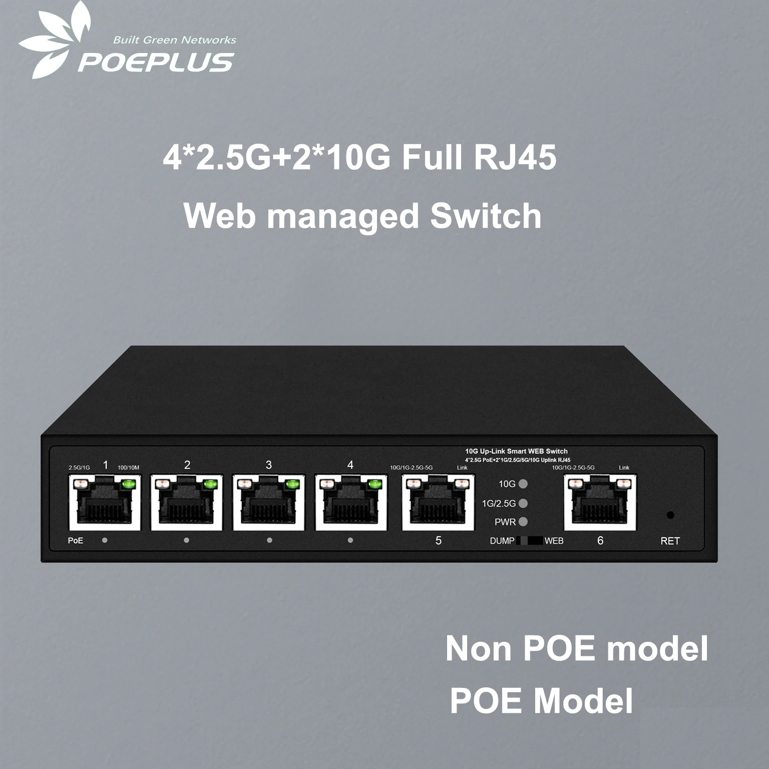2 Ports 10G RJ45 Uplink 4 Ports 2.5Gbe Network Switch Multi-gigabit 6 Ports POE Switch Web Managed 2500Mbps
2 Ports 10G RJ45 Uplink 4 Ports 2.5Gbe Network Switch Multi-gigabit 6 Ports POE Switch Web Managed 2500Mbps