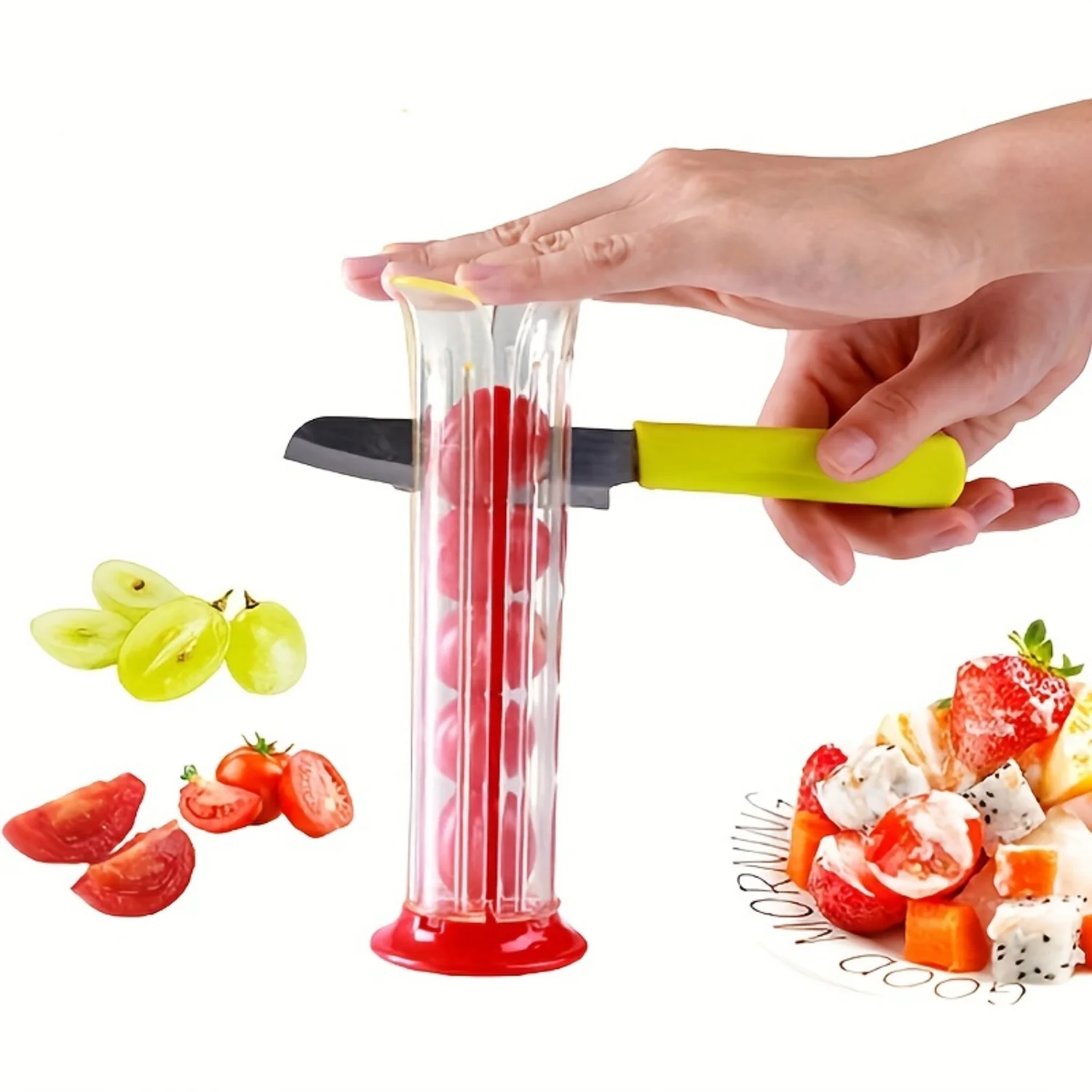 All-In-One Fruit Slicer - Ideal for Cherries, Strawberries, and Grapes - Easy and Efficient Fruit Cutting Tool
All-In-One Fruit Slicer - Ideal for Cherries, Strawberries, and Grapes - Easy and Efficient Fruit Cutting Tool