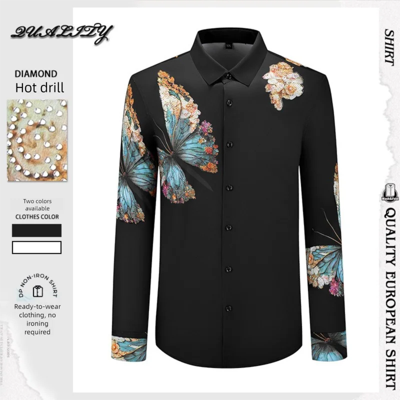 2025 Men's Shirt Butterfly High-Definition Print with Rhinestone Long-Sleeve Men's Shirt Premium Quality Versatile Style
2025 Men's Shirt Butterfly High-Definition Print with Rhinestone Long-Sleeve Men's Shirt Premium Quality Versatile Style