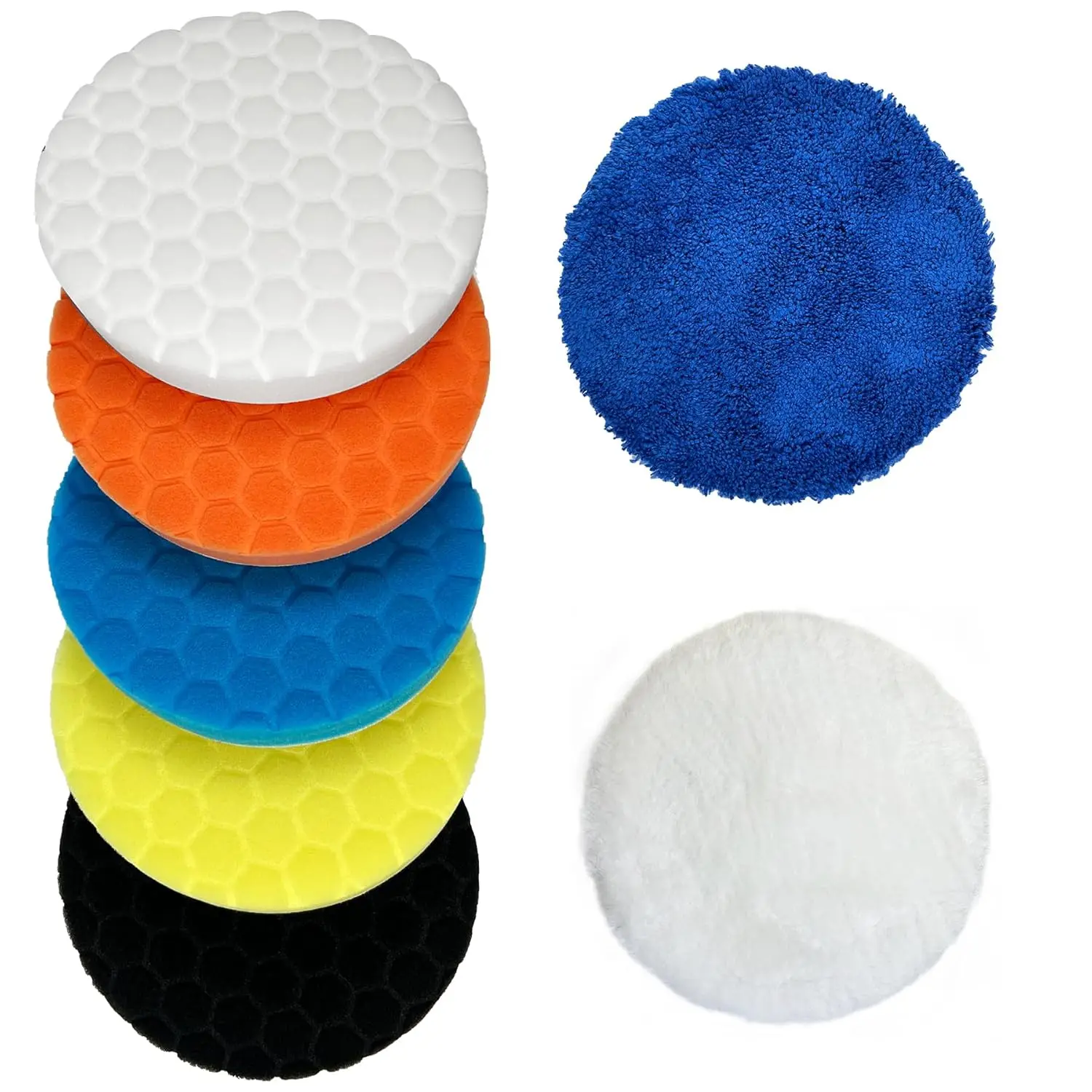 6 Inch Buffing Polishing Pads 7Pcs - Car Compound Sponge and Wool Cutting Pad Kit for Polishing and Waxing
6 Inch Buffing Polishing Pads 7Pcs - Car Compound Sponge and Wool Cutting Pad Kit for Polishing and Waxing