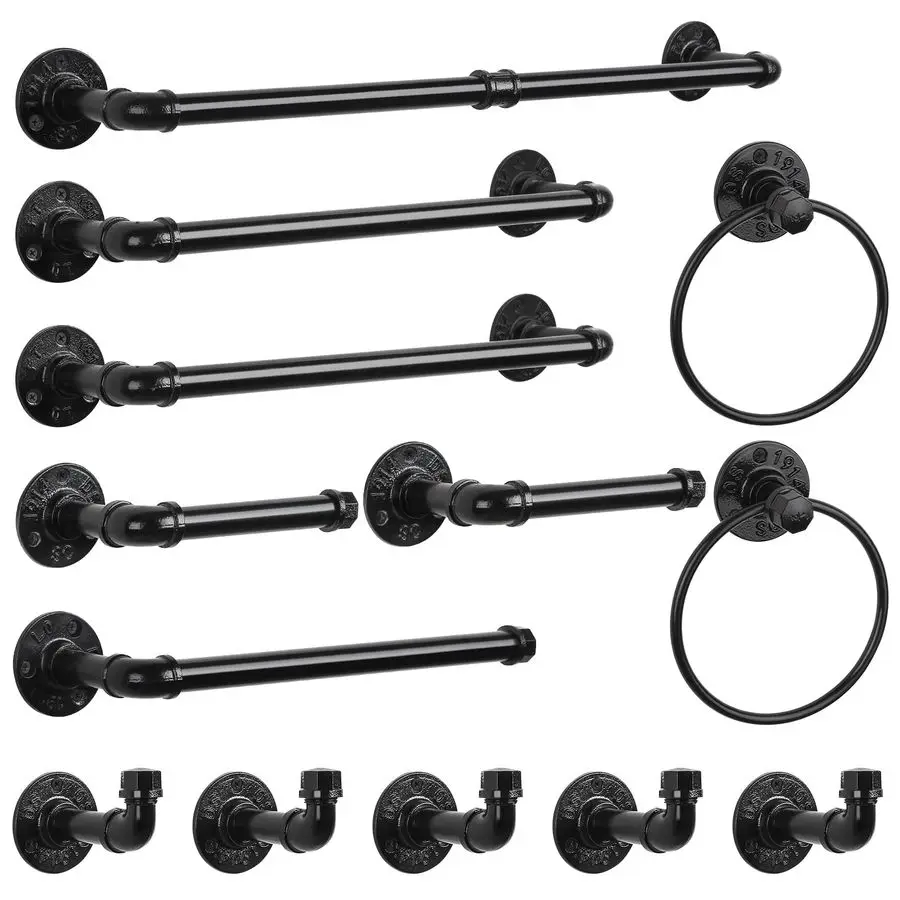 Towel Bar Set Black Bathroom Hardware Set Industrial Pipe Bath Towel Rack Accessories Kit Wall Hand Towel Bar, Toilet Paper Hold
Towel Bar Set Black Bathroom Hardware Set Industrial Pipe Bath Towel Rack Accessories Kit Wall Hand Towel Bar, Toilet Paper Hold