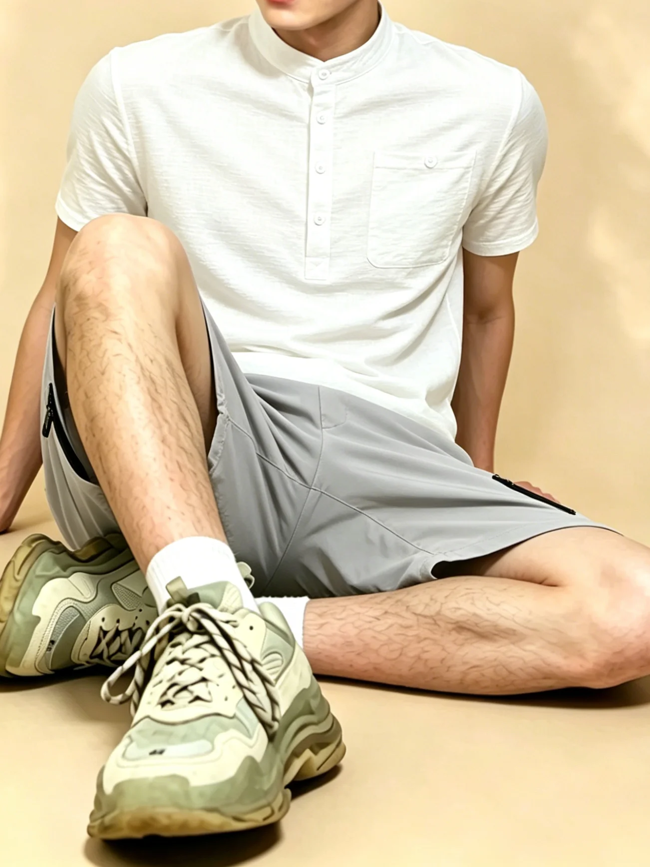 Men's 2 Piece Outfit Set, Mandarin Collar Half Button Short Sleeve Henley Shirt & Quick Dry Zipper Pocket Casual Shorts, Summer
Men's 2 Piece Outfit Set, Mandarin Collar Half Button Short Sleeve Henley Shirt & Quick Dry Zipper Pocket Casual Shorts, Summer